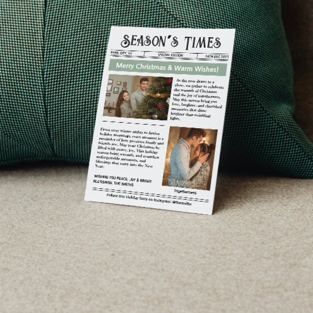 Tarjeta Festiva Boletín de noticias Archivo de Colaje de Fotos Nav (newspaper year in review minimalist photo collage unique simple minimal )