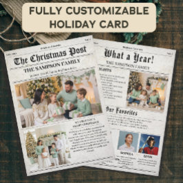 Tarjeta Festiva Boletín fotográfico del periódico navideño Vintage