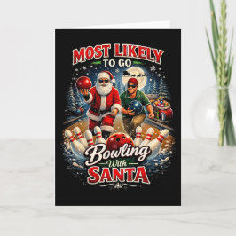 Tarjeta Festiva Boliche con Santa