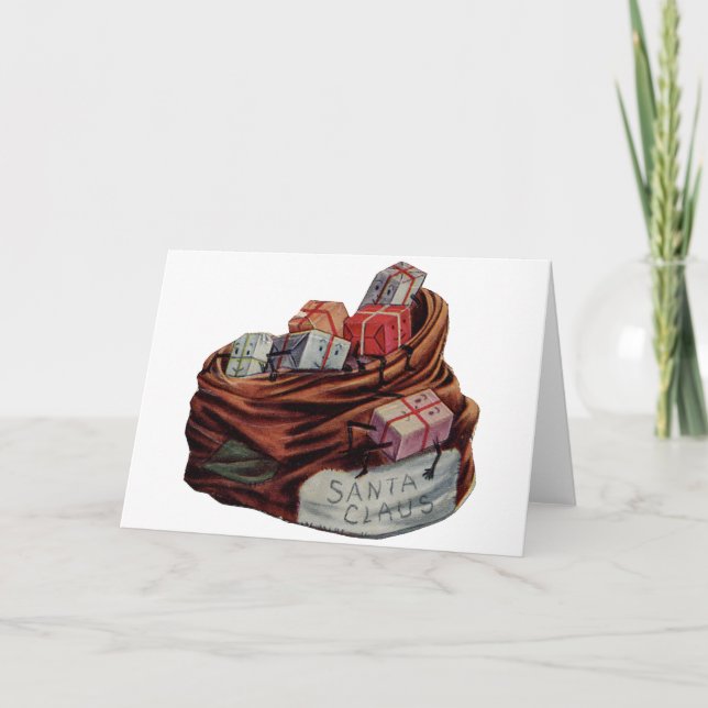 Tarjeta Festiva Bolsa de juguetes de Santa Claus (Anverso)