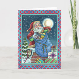 TARJETA FESTIVA BOLSA DE JUGUETES DE SANTA EN LA AZOTEA, CASA DE D