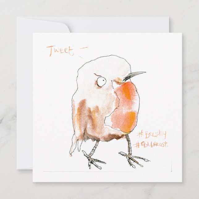 Tarjeta Festiva Bolshy Red Breast Robin (Anverso)