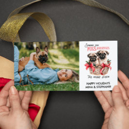 TARJETA FESTIVA BOMBAS Y KISSES DIVERSOS PERROS DOS FOTOS NAVIDADE