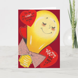 Tarjeta Festiva Bombilla Divertida Extraña Corazón San Valentín