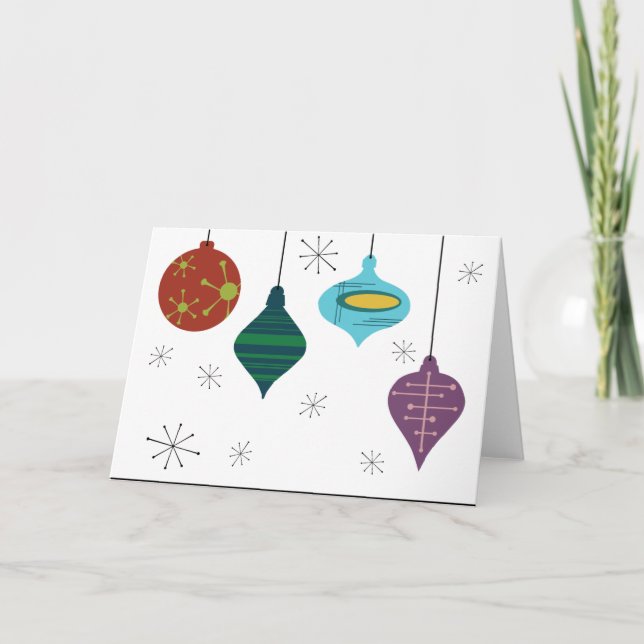 Tarjeta Festiva Bombillas de adornos de vacaciones colgantes moder (Anverso)