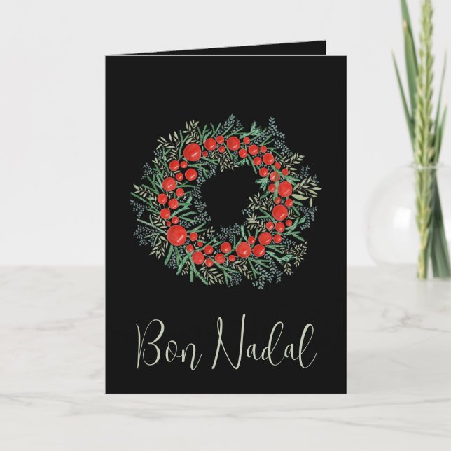 Tarjeta Festiva Bon Nadal, Navidades catalanes corría (Anverso)