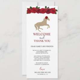 Tarjeta Festiva Bonita ducha de novia con rosas rojas gracias tarj
