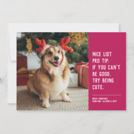 Tarjeta Festiva Bonita lista divertida mascota rosa foto de Navida