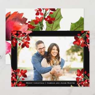 Tarjeta Festiva Bonito acuarela Navidades florales Foto