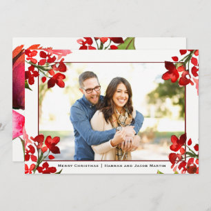 Tarjeta Festiva Bonito acuarela Navidades florales Foto