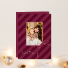 Tarjeta Festiva Bonito Bow Navidades Stripes Simple Elegante Foto