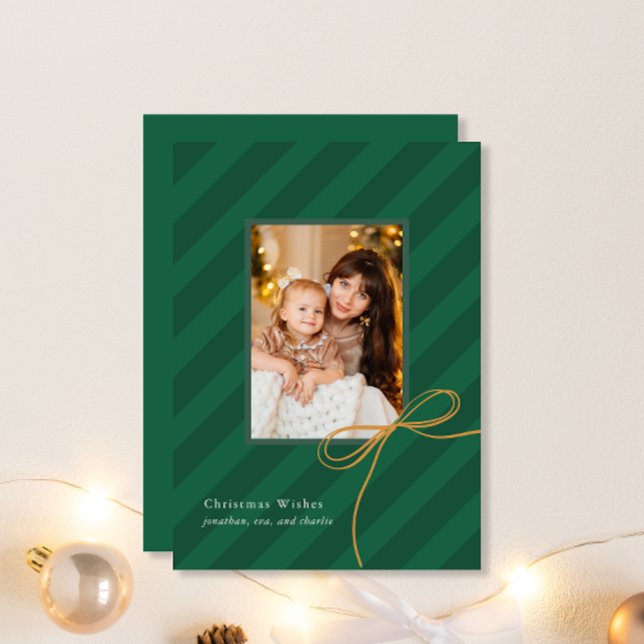 Tarjeta Festiva Bonito Bow Navidades Tiras Simplemente Elegante Fo (Subido por el creador)