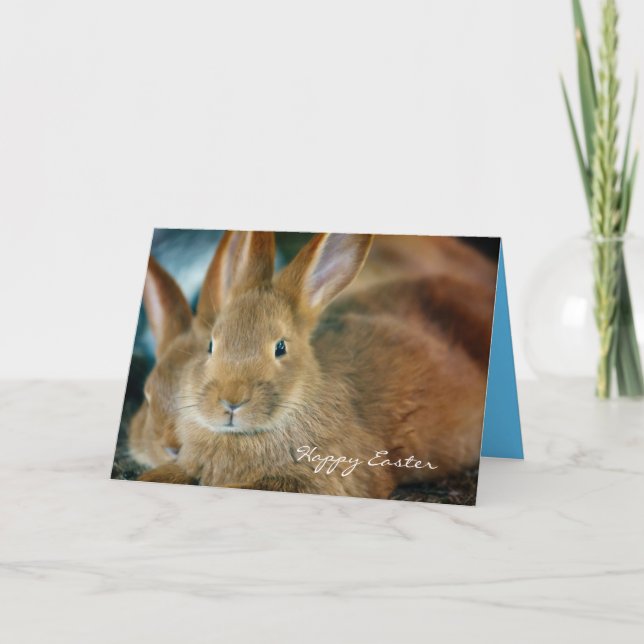 Tarjeta Festiva Bonito Brown Bunny Personalizado Easter Card (Anverso)