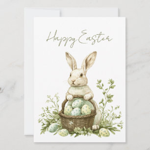 Tarjeta Festiva Bonito Bunny Watercolor Floral Easter