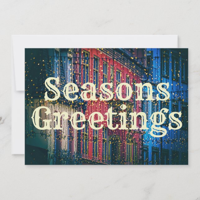 Tarjeta Festiva Bonito Cityscape Seasons Greetings Holiday (Anverso)