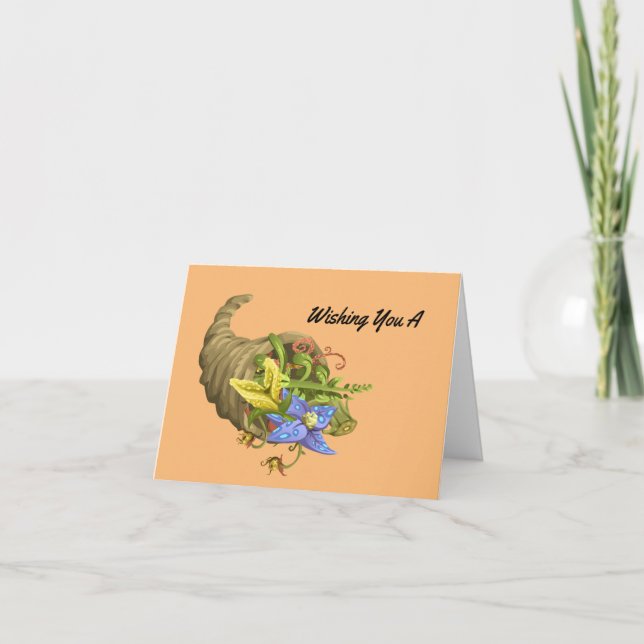 Tarjeta Festiva Bonito Cornucopia Holiday Card (Anverso)