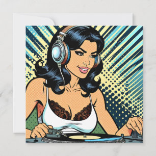 Tarjeta Festiva Bonito Deejay Jamming Pop Art