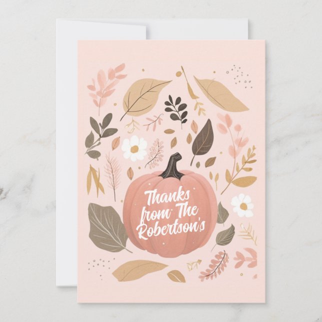 Tarjeta Festiva Bonito Earthy Pumpkin Foliage Fiesta de Acción de  (Anverso)