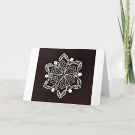 Tarjeta Festiva Bonito fondo negro de copo de nieve blanco