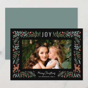 Tarjeta Festiva Bonito Frame Little Deer Navidades de fotografía