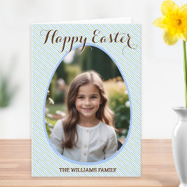 Tarjeta Festiva Bonito Happy Easter Photo Blue Stripe
