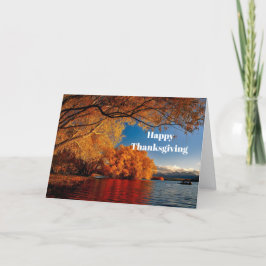 Tarjeta Festiva Bonito Naranja Autumn Tree Lake Photo Thankending