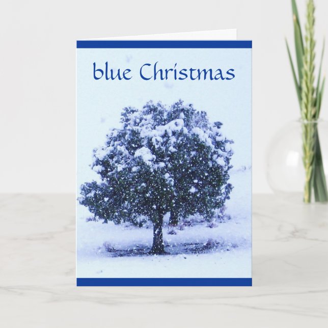 Tarjeta Festiva Bonito Navidades Azul Nieto - A lo largo de las mi (Anverso)