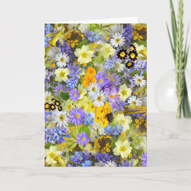 Tarjeta Festiva Bonito Primavera Flores Exuberante Diseño de Bouqu (Anverso)