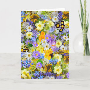 Tarjeta Festiva Bonito Primavera Flores Exuberante Diseño de Bouqu