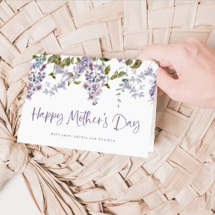 Tarjeta Festiva Bonito Purple Lilac   Feliz Día de la Madre