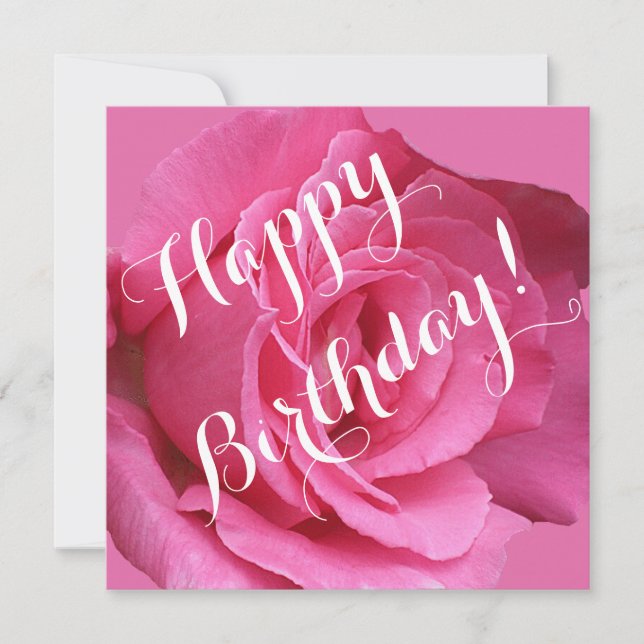 Tarjeta Festiva Bonito rosa rosa floral hermoso Feliz cumpleaños (Anverso)
