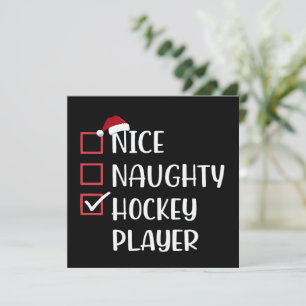Tarjeta Festiva Bonito travieso jugador de hockey amante del depor