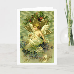 Tarjeta Festiva Bonito Vintage Christmas Cherub