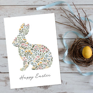 Tarjeta Festiva Bonito Wildflower Easter Bunny Rabbit