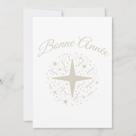 Tarjeta Festiva Bonne Année : design argenté avec des étoiles