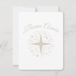 Tarjeta Festiva Bonne Année : design argenté avec des étoiles
