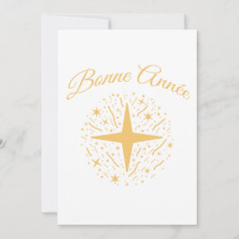 Tarjeta Festiva Bonne Année dorée : étoiles et confettis les fêtes