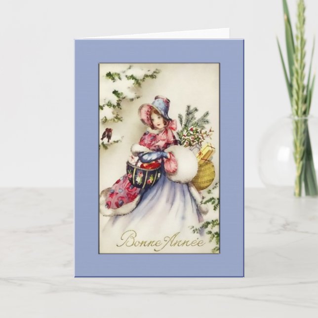 Tarjeta Festiva Bonne Annee Holiday Greetings (Anverso)