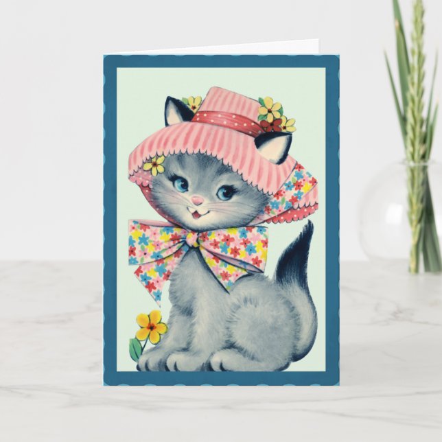 Tarjeta Festiva Bonnet Kitty (Anverso)