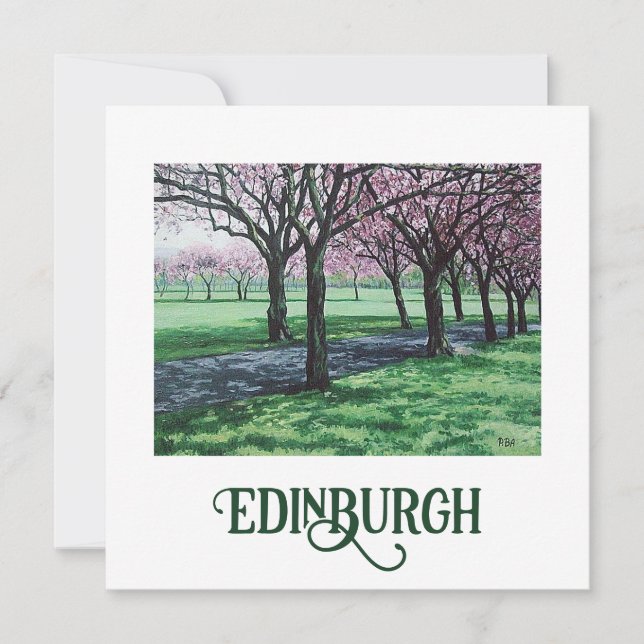 Tarjeta Festiva Bonnie Scotland Edinburgh Meadows arte fino (Anverso)
