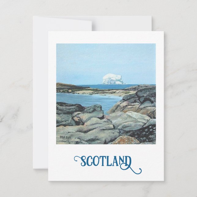 Tarjeta Festiva Bonnie Scotland North Berwick Bass Rock fine art (Anverso)