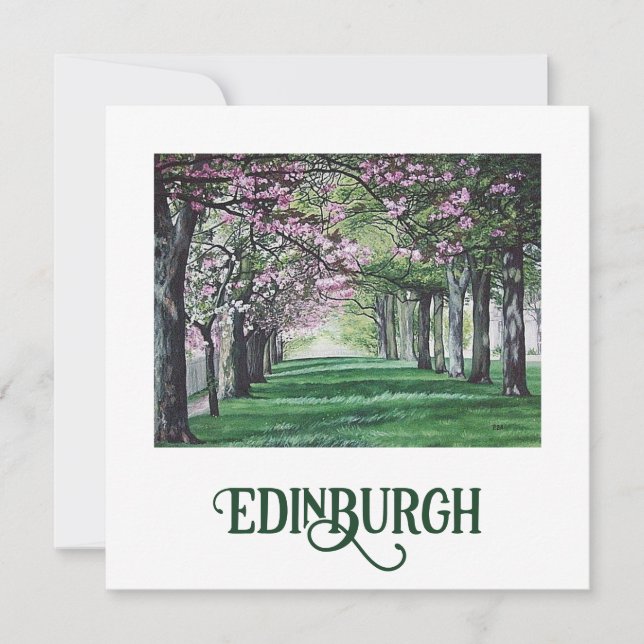 Tarjeta Festiva Bonny Scotland hermoso parque de Edimburgo arte fi (Anverso)