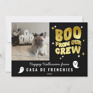 Tarjeta Festiva Boo de la tripulación Foto dorada de Halloween m