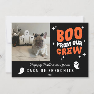 Tarjeta Festiva Boo de la tripulación Foto negra de Halloween mo