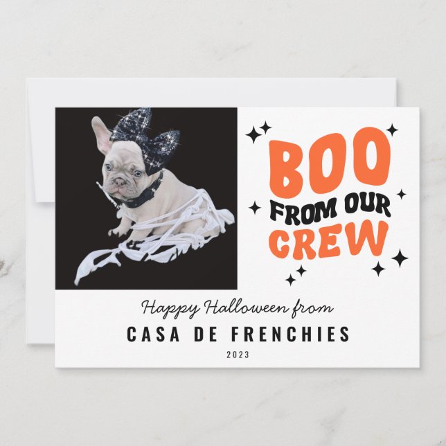 Tarjeta Festiva Boo De La Tripulación | Moderna foto retro de Hall (Anverso)
