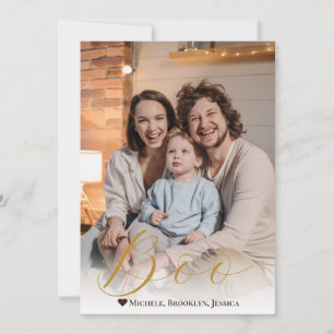 Tarjeta Festiva Boo espeluznante con letras de mano - Feliz foto d