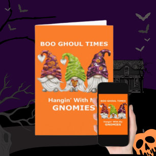 Tarjeta Festiva Boo Ghoul Times colgando con mis Gnomies Halloween
