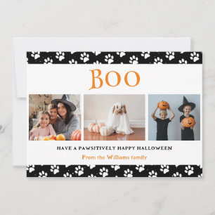 Tarjeta Festiva Boo Mascota Paws Photo Happy Halloween