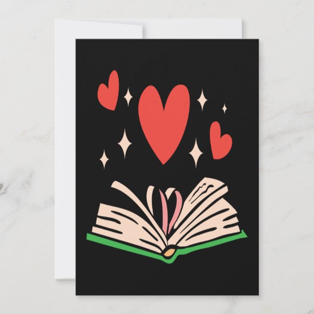 Tarjeta Festiva Book Heart Clothing Her Gift Book Lover Valentines (Anverso)