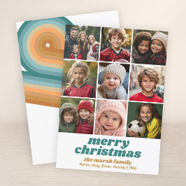 Tarjeta Festiva Borde fotográfico de 9 - Merry Christmas Retro Lin